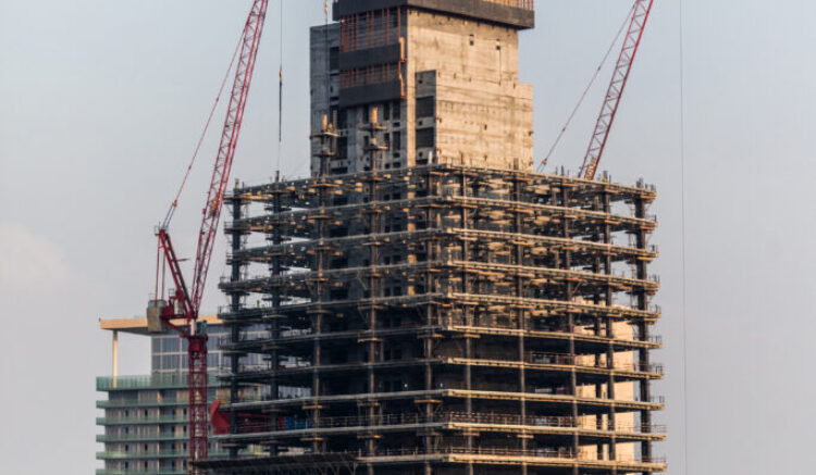 Dubai, UNITED ARAB EMIRATES - October, 2018. Building construction of skyscrapers in Dubai.